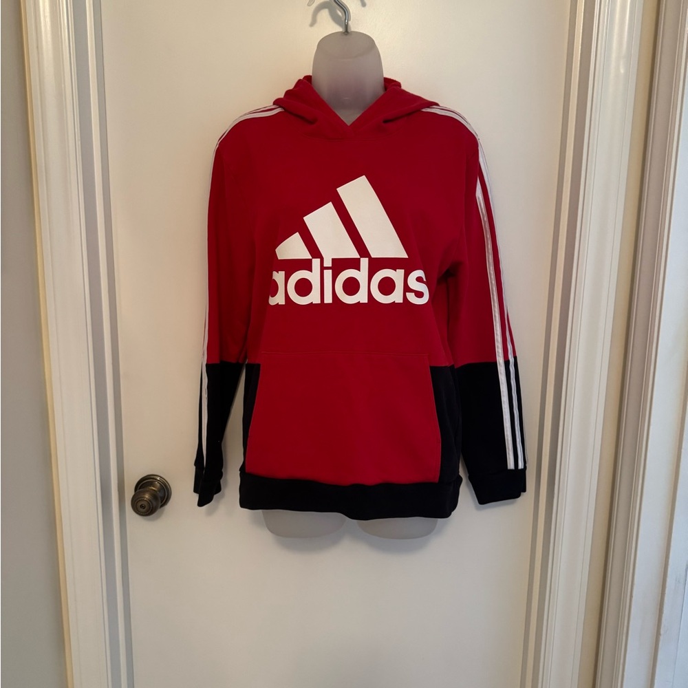 Adidas Red and Black Pullover Hoodie